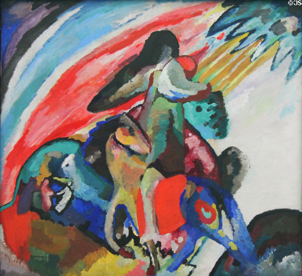 The Rider (Improvisation 12) painting (1910) by Wassily Kandinsky at Pinakothek der Moderne. Munich, Germany.