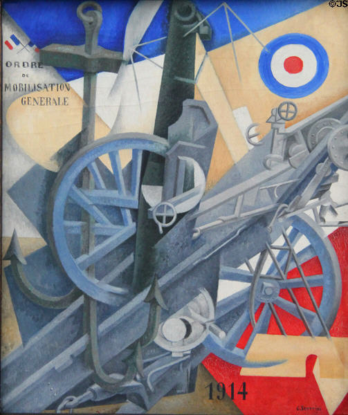 The War painting (1914) by Gino Severini at Pinakothek der Moderne. Munich, Germany.