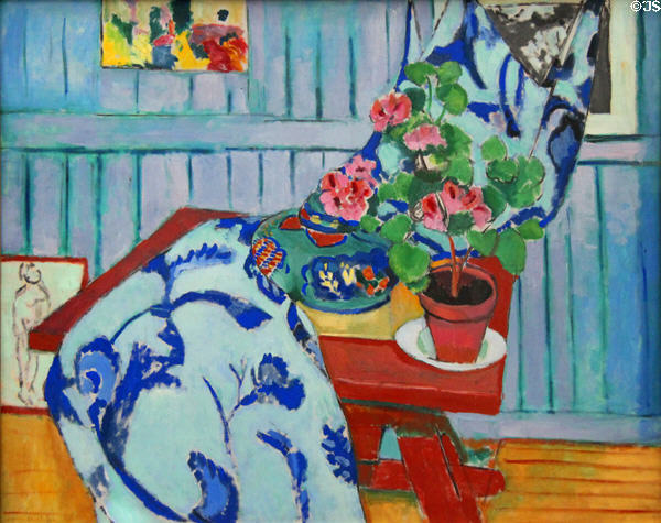 Still life with Geranium painting (1910) by Henri Matisse at Pinakothek der Moderne. Munich, Germany.