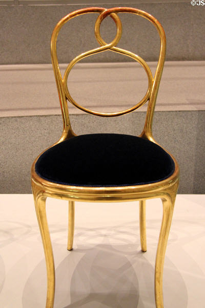 Golden bentwood chair (c1845) by Michael Thonet of Vienna at Pinakothek der Moderne. Munich, Germany.