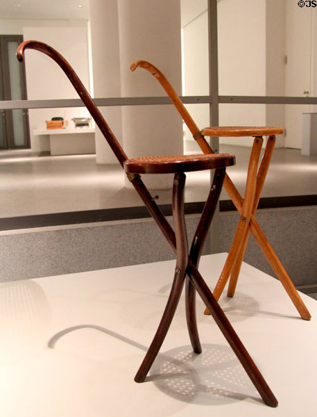 Bentwood portable cane stools (c1890) by Thonet Brothers of Vienna at Pinakothek der Moderne. Munich, Germany.