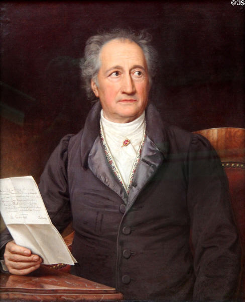 Johann Wolfgang von Goethe portrait (1828) by Joseph Stieler at Neue Pinakothek. Munich, Germany.