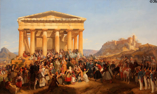 Entry of King Othon of Greece into Athens painting (1839) by Peter von Hess at Neue Pinakothek. Munich, Germany.