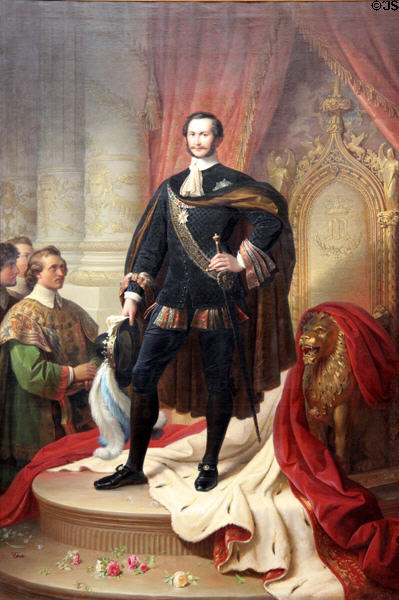 King Maximilian II as a Knight of Order of St Hubert painting (after 1854) by Wilhelm von Kaulbach at Neue Pinakothek. Munich, Germany.