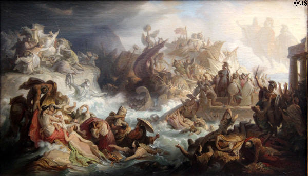 Battle of Salamis painting (1858) by Wilhelm von Kaulbach at Neue Pinakothek. Munich, Germany.