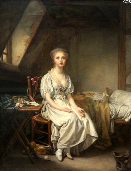 Lament of the Watch painting (c1775) by Jean-Baptiste Greuze at Neue Pinakothek. Munich, Germany.