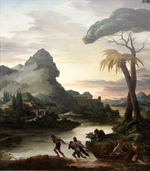 Historic Landscape with Fishermen painting (1818) by Théodore Géricault at Neue Pinakothek. Munich, Germany.