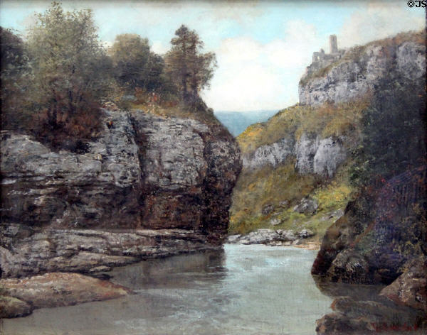 Cliffs near Loue Grotto painting (c1872) by Gustave Courbet at Neue Pinakothek. Munich, Germany.