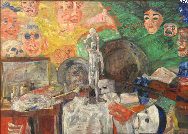 Still Life in Studio painting (1889) by James Ensor at Neue Pinakothek. Munich, Germany.