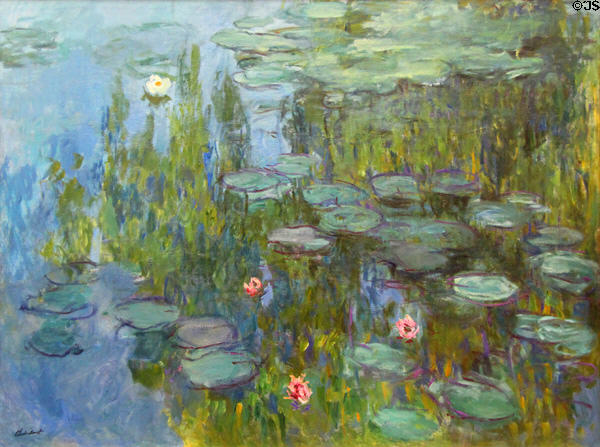 Water Lilies painting (c1915) by Claude Monet at Neue Pinakothek. Munich, Germany.