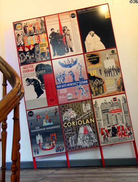 Display of posters of Bertolt Brecht's plays at Brechthaus Museum. Augsburg, Germany.