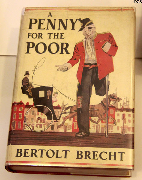 Book cover illustration for A Penny for the Poor (1938) by Bertolt Brecht at Brechthaus Museum. Augsburg, Germany.