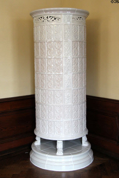 Typical German ceramic stove for room heating in Municipal Art Gallery at Schaezler Palace. Augsburg, Germany.
