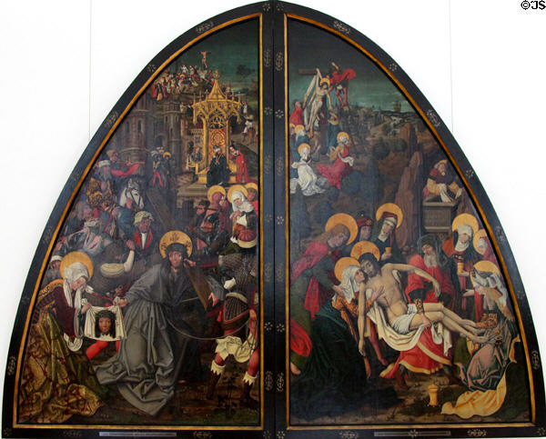 Panels of Scenes from Passion of Christ paintings (c1490-1500) by Thoman Burgmair of Augsburg in Municipal Art Gallery at Schaezler Palace. Augsburg, Germany.