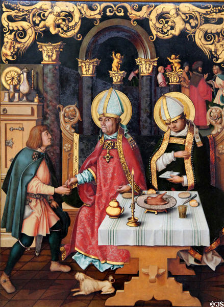 Sts. Ulrich & Conrad painting (1512) one of four panels by Hans Holbein Elder in Municipal Art Gallery at Schaezler Palace. Augsburg, Germany.