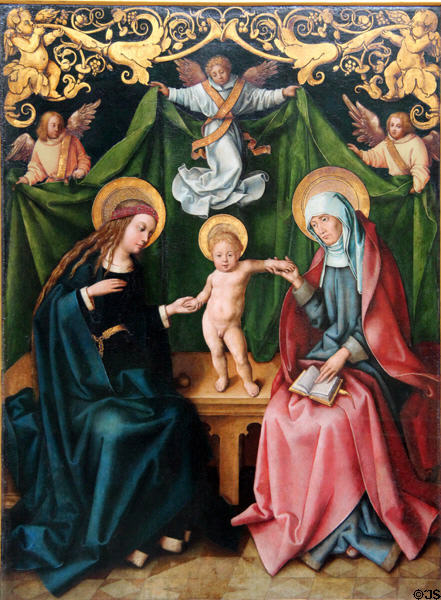 Virgin & Child with St. Anne painting (1512) one of four panels by Hans Holbein Elder in Municipal Art Gallery at Schaezler Palace. Augsburg, Germany.