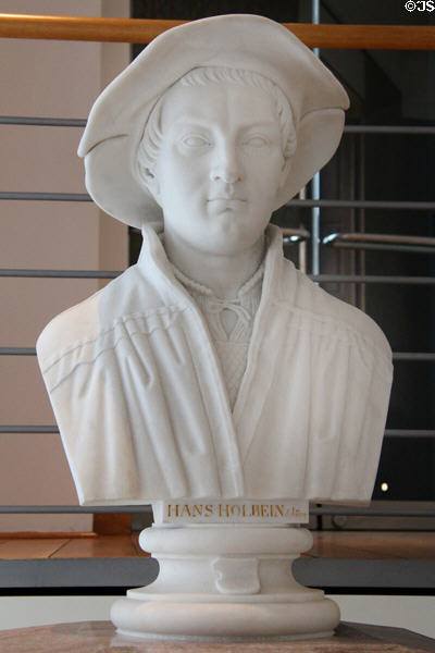 Marble bust of Hans Holbein Younger in Municipal Art Gallery at Schaezler Palace. Augsburg, Germany.