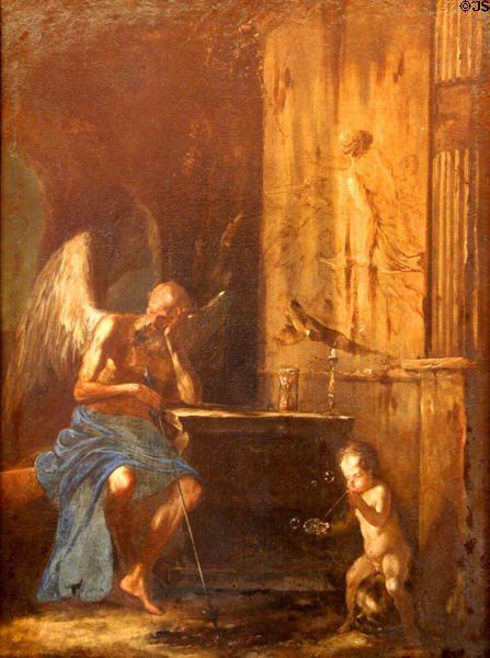 Il Tempo (Passage of Time) painting (1645) by Johann Heinrich Schönfeld from Augsburg in Municipal Art Gallery at Schaezler Palace. Augsburg, Germany.