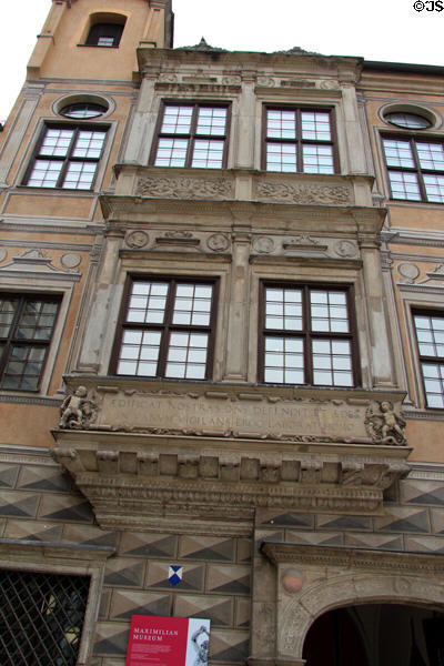 Oriel window on Maximilian Museum in Renaissance town palace (1546). Augsburg, Germany.