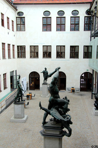 Sculpture collection in inner courtyard at Maximilian Museum. Augsburg, Germany.