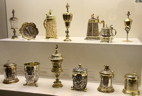 Collection of Augsburg gold & silver work (16thC on) at Maximilian Museum. Augsburg, Germany.