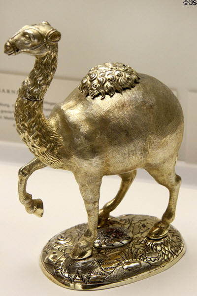 Drinking vessel in shape of a dromedary (c1600) by goldsmith Christoph Erhardt from Augsburg at Maximilian Museum. Augsburg, Germany.