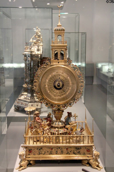 Astronomical clock with Turkish scene at Maximilian Museum. Augsburg, Germany.