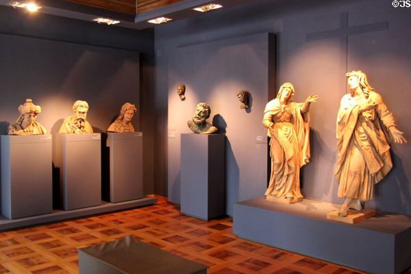 Gallery of carved statues at Maximilian Museum. Augsburg, Germany.