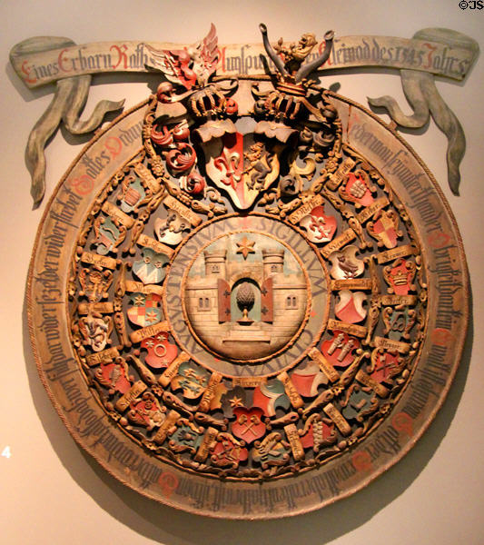 Coat-of-Arms from town hall of Imperial city of Augsburg (c1900) at Maximilian Museum. Augsburg, Germany.