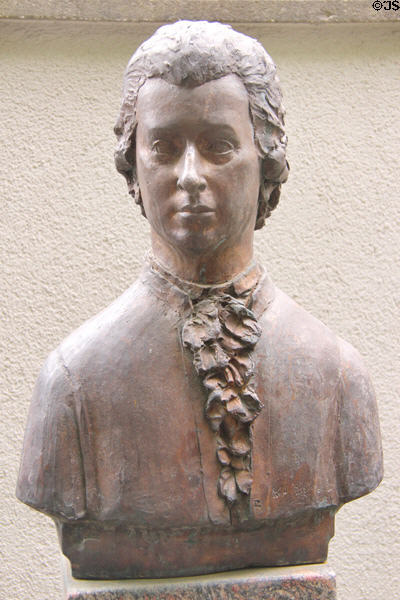 Wolfgang Amadeus Mozart bust by Franz Hämmerle at Mozarthaus Museum. Augsburg, Germany.