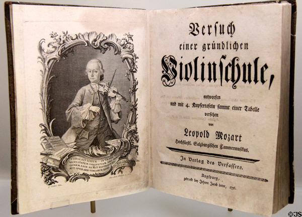 "Treatise on the Fundamental Principles of Violin Playing" (Augsburg, 1756) 1st edition by Leopold Mozart at Mozarthaus Museum. Augsburg, Germany.