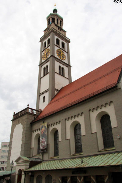 Perlach bell tower (c1610) & St Peter am Perlach church. Augsburg, Germany.