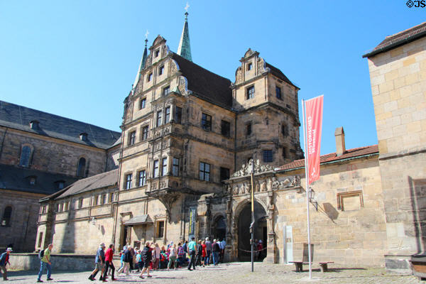 Renaissance wing & Beautiful Gate (1568) of Old Court. Bamberg, Germany.