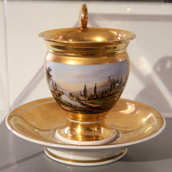Porcelain cup painted with view of Bamberg (c1800) at Bamberg City Museum. Bamberg, Germany.