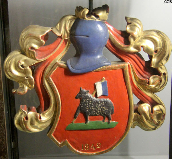 Butcher's guild sign (1842) at Bamberg City Museum. Bamberg, Germany.