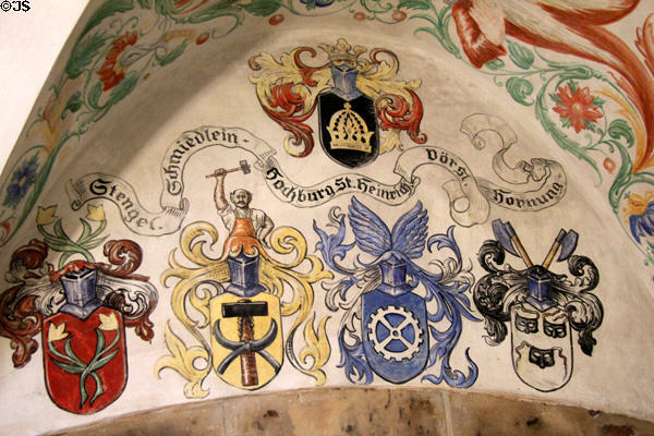 Painted family shields (1923) at Bamberg City Museum. Bamberg, Germany.