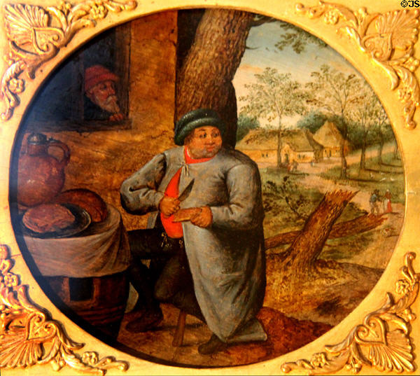Bread Eater painting (after 1616) by Pieter Breughel the Younger from Antwerp at Bamberg City Museum. Bamberg, Germany.