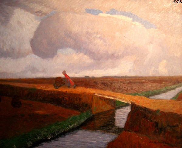 Pastureland on North Sea Coast with Canal painting (1911) by Otto Modersohn at Bamberg City Museum. Bamberg, Germany.