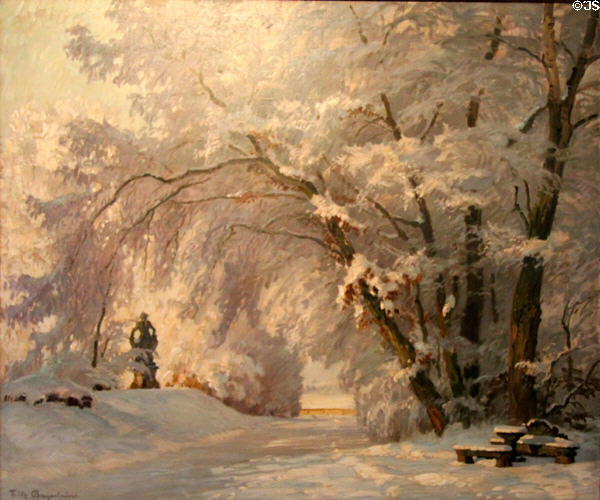 Park of Seehof Castle in Snow painting (before 1927) by Fritz Bayerlein at Bamberg City Museum. Bamberg, Germany.