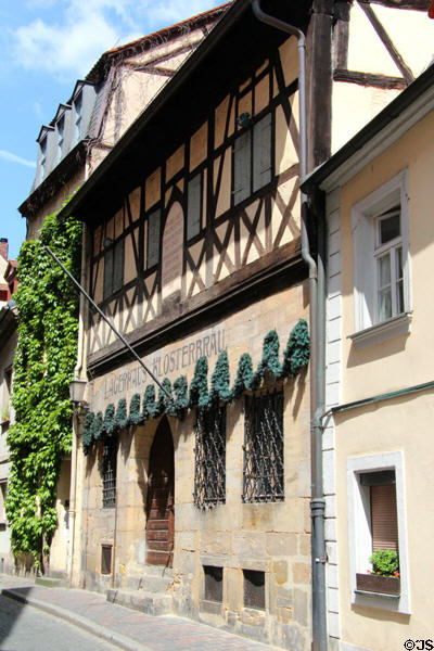 Half-timbered bishops house (c1500) in old town Bamberg. Bamberg, Germany.