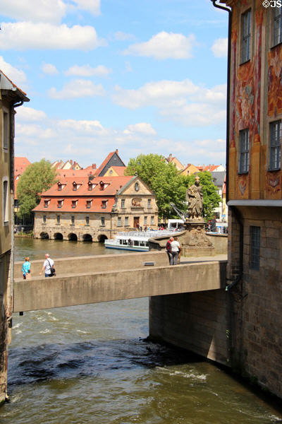 Regnitz River view from old town hall. Bamberg, Germany.
