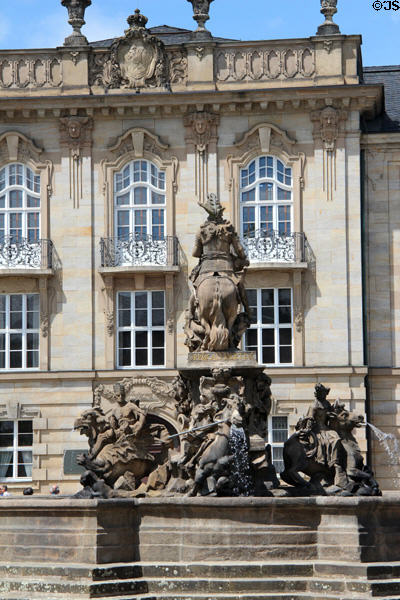 America & European continent figures on base of Margrave fountain (1699-1705) by Elias Räntz at Bayreuth New Palace. Bayreuth, Germany.