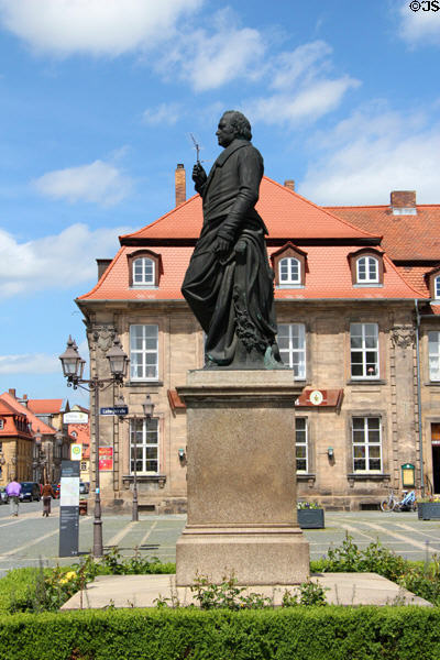 Jean Paul Friedrich Richter statue on Ludwigstraße at Friedrichstraße. Bayreuth, Germany.
