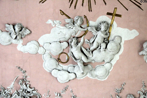Baroque detail in Castle church with stucco by Giovanni Battista Pedrozzi. Bayreuth, Germany.