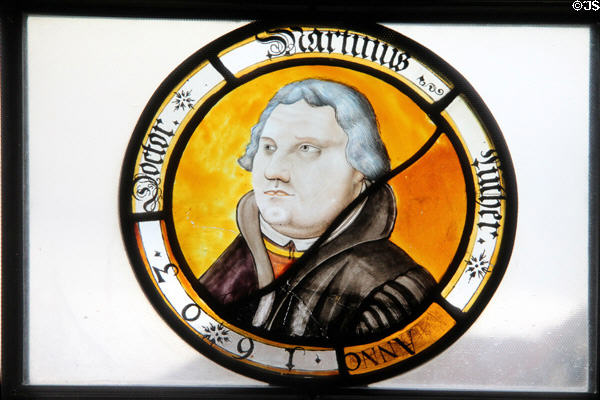 Stained glass window (1603) of Sr. Martin Luther at Coburg Castle. Coburg, Germany.