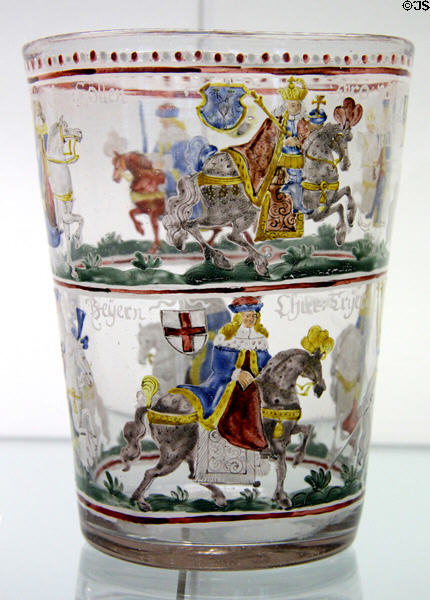 Glass electors beaker (end 17thC) from Franconia or Thuringia at Coburg Castle. Coburg, Germany.