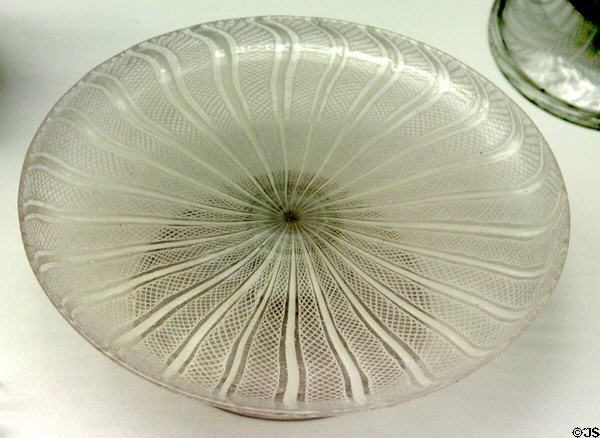Latticino glass serving platter (2nd half 16thC) from Venice or Innsbruck at Coburg Castle. Coburg, Germany.
