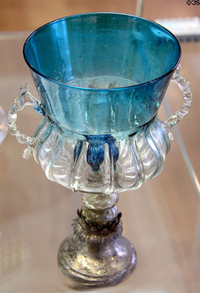 Glass goblet in Venetian style (17thC) at Coburg Castle. Coburg, Germany.