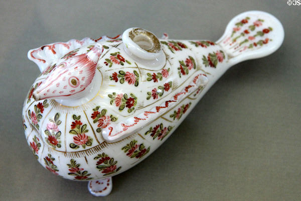 Milkglass flask in shape of dove (mid 19thC) from Istanbul at Coburg Castle. Coburg, Germany.