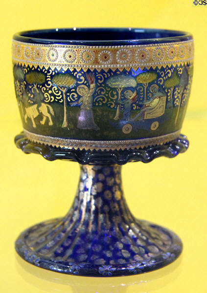 Gilded blue glass goblet (after 1895) by Burgun, Schverer & Co. of France after Venetian original at Coburg Castle. Coburg, Germany.